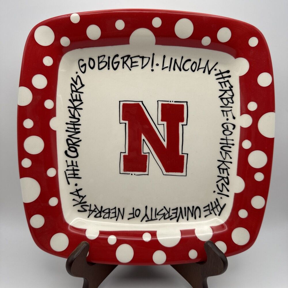 Nebraska Cornhuskers Square Plate 10 3/4" Serving Dish Magnolia Lane Go Big Red